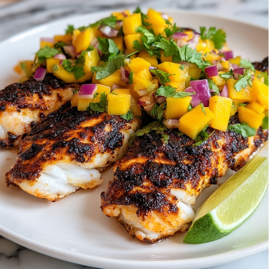 Blackened Tilapia with Mango Salsa: 7 Delicious Flavors Recipe - Recipe Image