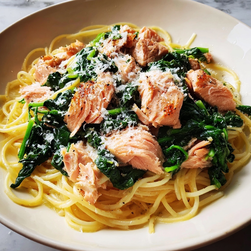 Salmon Spinach Pasta Dish: 5 Steps to a Delicious Dinner Recipe - Recipe Image