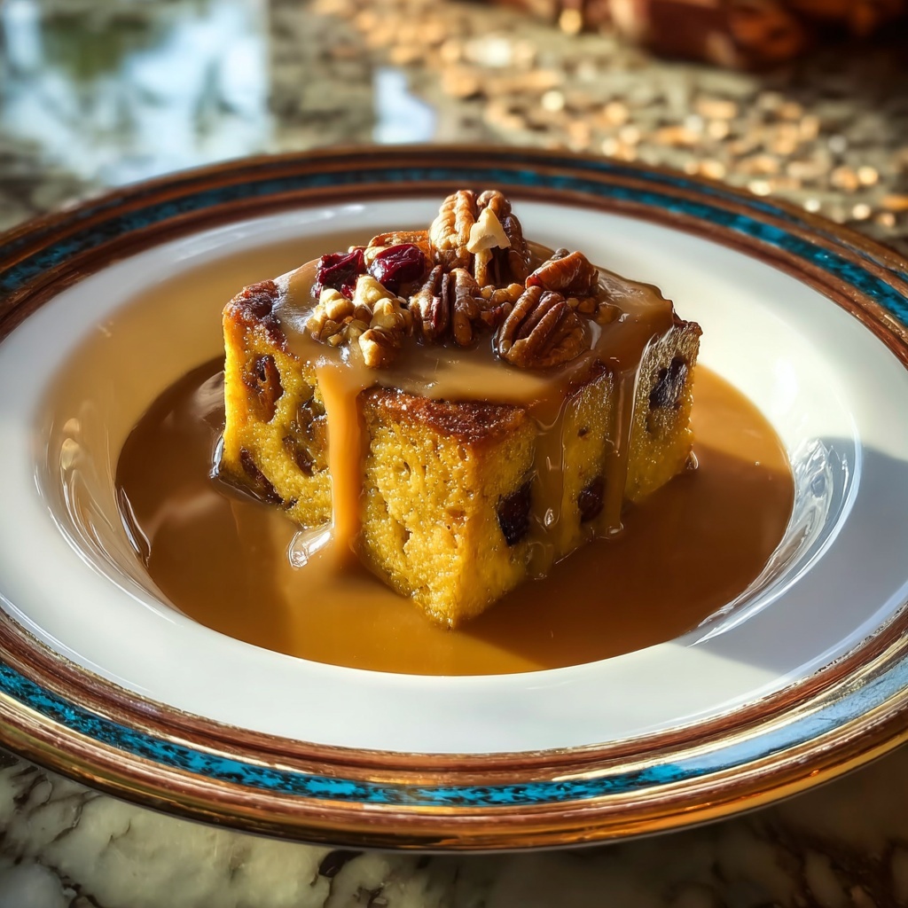 Pumpkin Bread Pudding with Caramel Sauce Recipe - Recipe Image