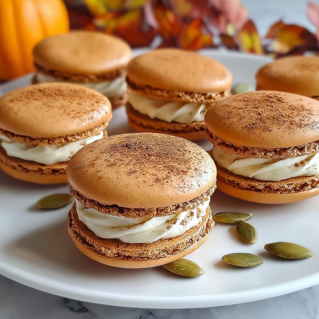 Pumpkin Spice Macarons with Cream Cheese Filling Recipe - Recipe Image
