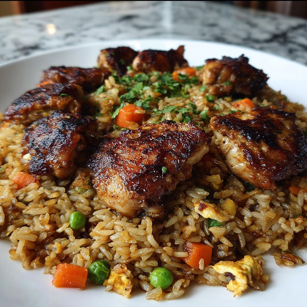 High Protein Crispy Garlic Chicken Fried Rice Delight Recipe - Recipe Image