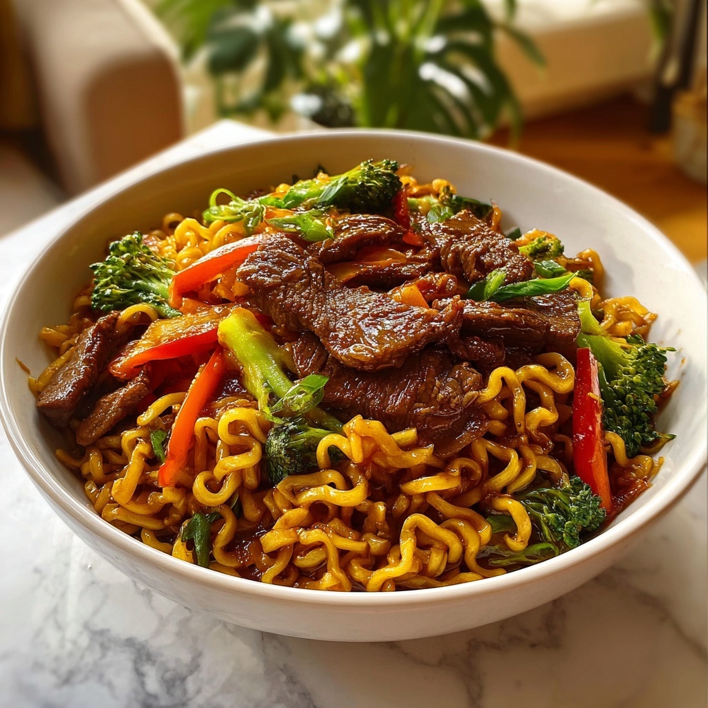 Spicy Korean Gochujang Beef Noodles Recipe - Recipe Image