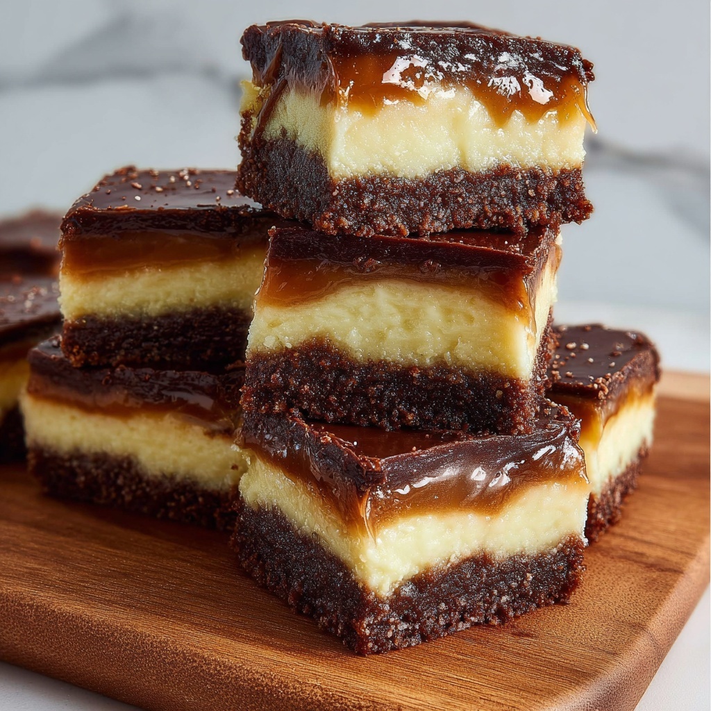 Dulce de Leche Chocolate Cheesecake Bars Recipe - Recipe Image